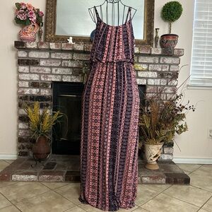 Love Ryan Floral Maxi Dress Sleeveless Elastic Waist Sz L